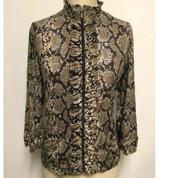 erin london Jackets & Blazers - Erin London Complements Snake Print Full Zip Up Lightweight Jacket Size Large